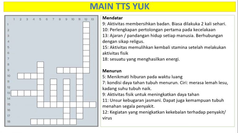 Crossword Prakasita Classroom: Bermain Sambil Belajar Pola Hidup Sehat